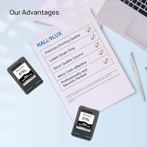 Miniatura 2 de HALLOLUX 67XL Black Ink Cartridge Replacement for HP Ink 67 67XL Compatible with Envy 6000 6055e 6400e 6455e 6458e DeskJet 2755e 2700 4100 4155e