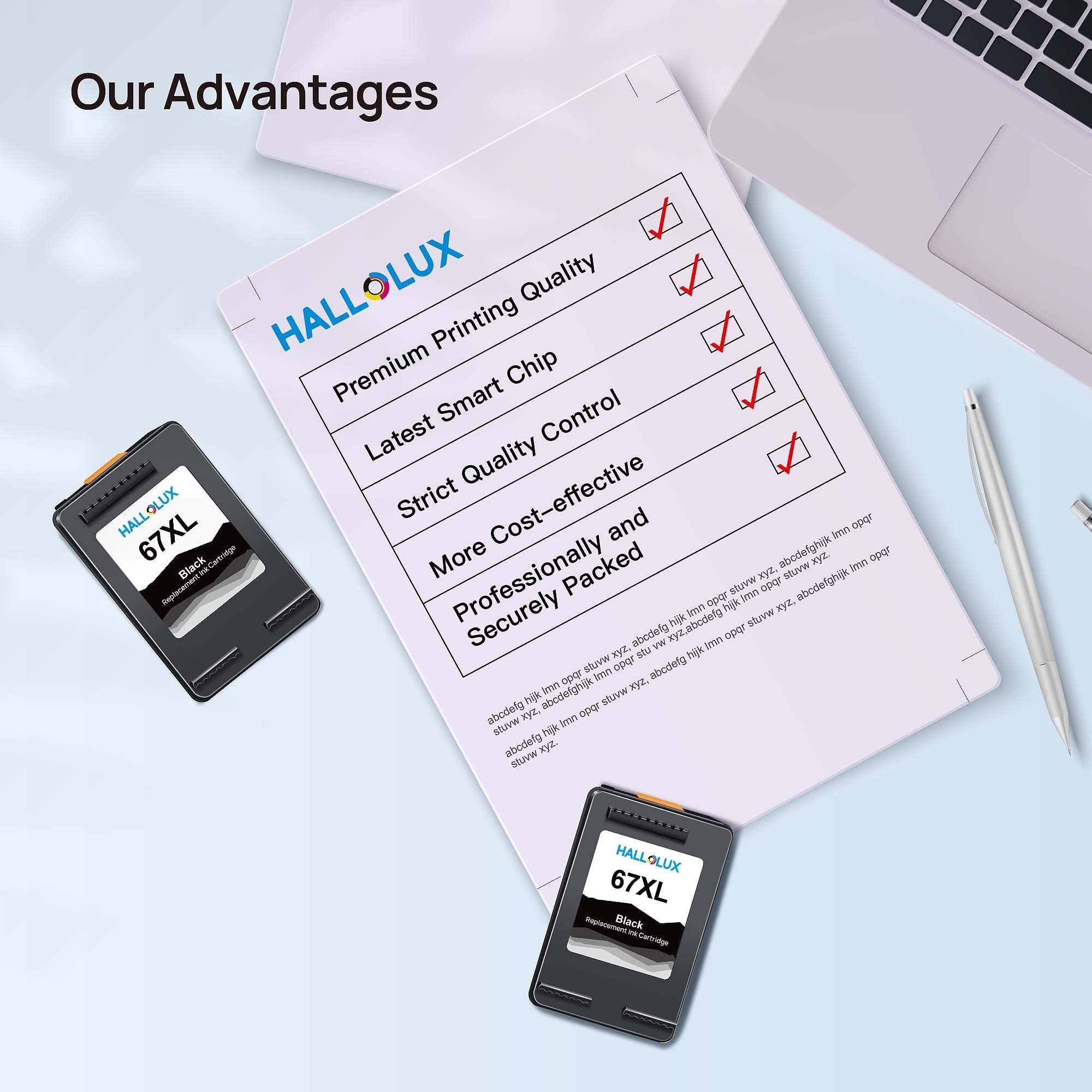 67XL Lot de 2 Cartouches d'encre de Rechange pour imprimante HP Ink 67 67XL Compatible pour avec Envy 6000 6055e 6400e 6455e 6458e DeskJet 2755e 2700 4100 4155e Noir