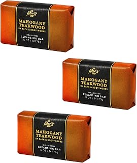 Bath & Body Works Mahogany Teakwood Shea Butter Cleansing Bar – 3 Pack – Mahogany, Oak & Lavender Scent – 5 oz Each