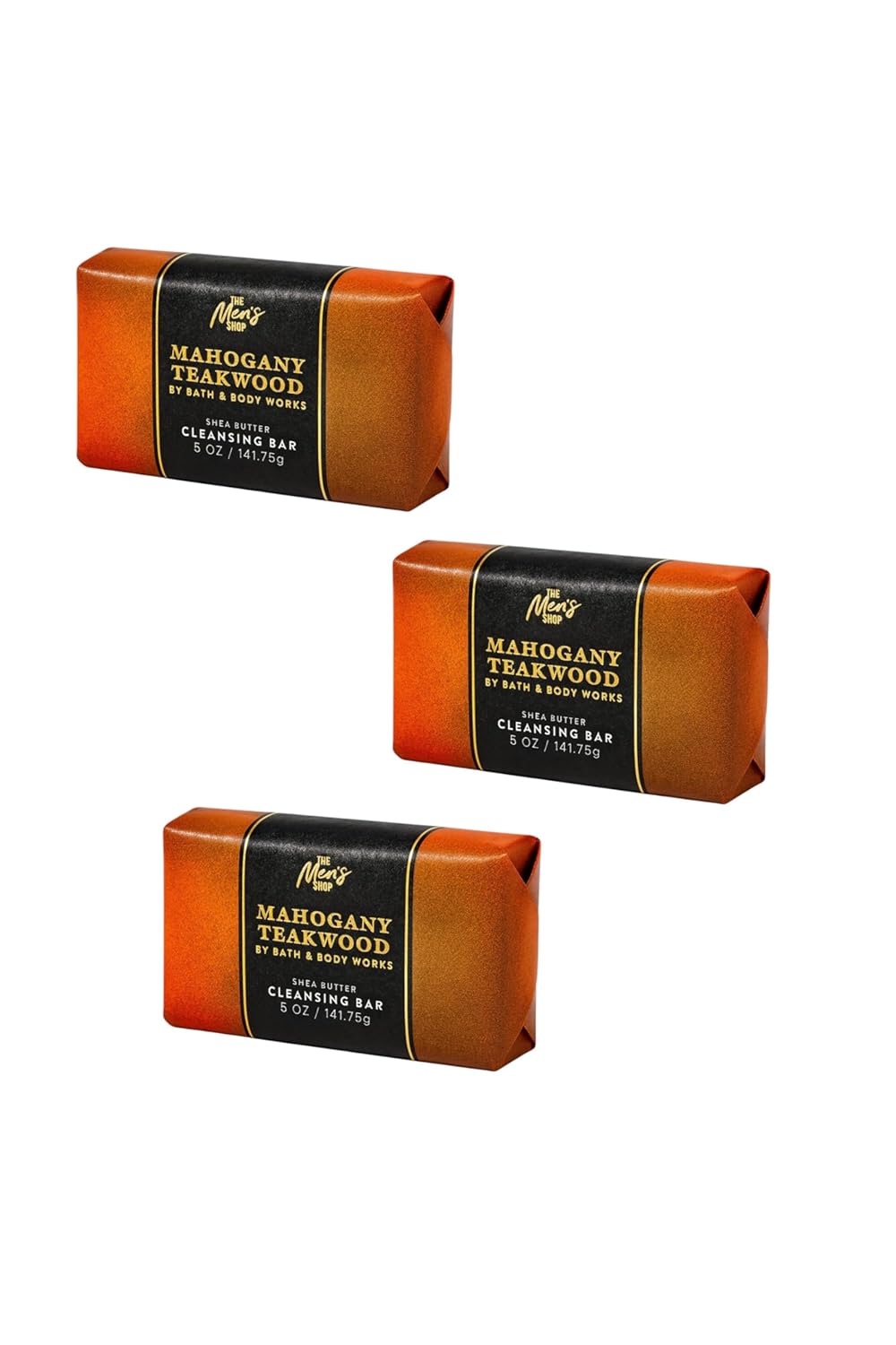 Bath & Body Works Mahogany Teakwood Shea Butter Cleansing Bar – 3 Pack – Mahogany, Oak & Lavender Scent – 5 oz Each