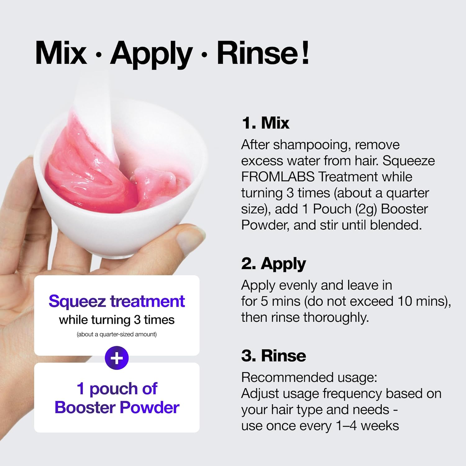 Hair Treatment Booster Powder for Intensive Keratin Care, Mix with FROMLABS Protein Capsule Hair Repair Treatment, For Damaged, Bleached & Frizzy Hair, 8 Single‑Use Packets image 4 of 9 B09834VS81