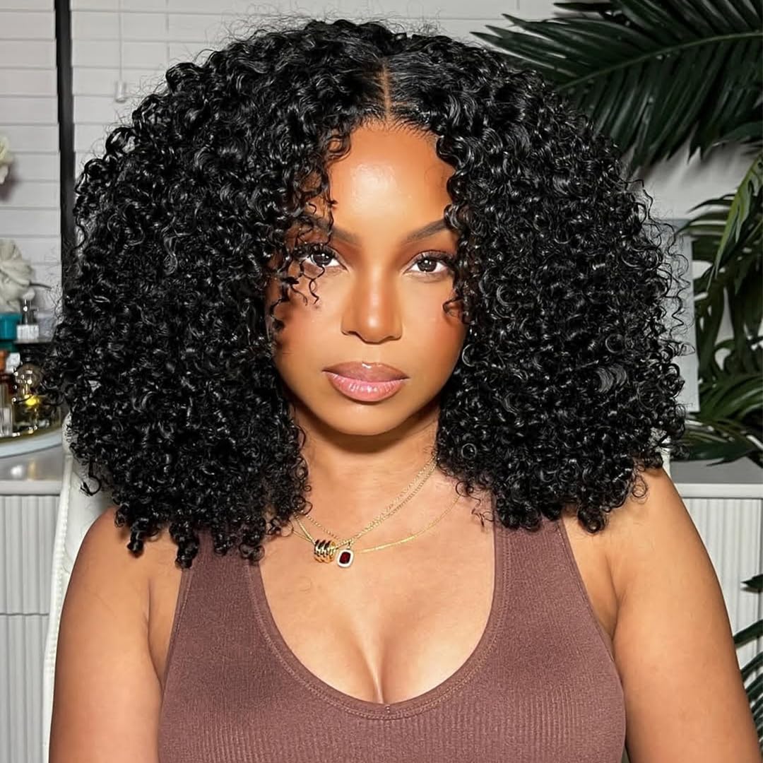 CHUDI 250% Density Kinkycurly Wig Human Hair 13X6 HD Lace Front Curly Human Hair Wig With Baby Hair Afro Kinkys Curly Wig For Women Real Human Hair 16inch