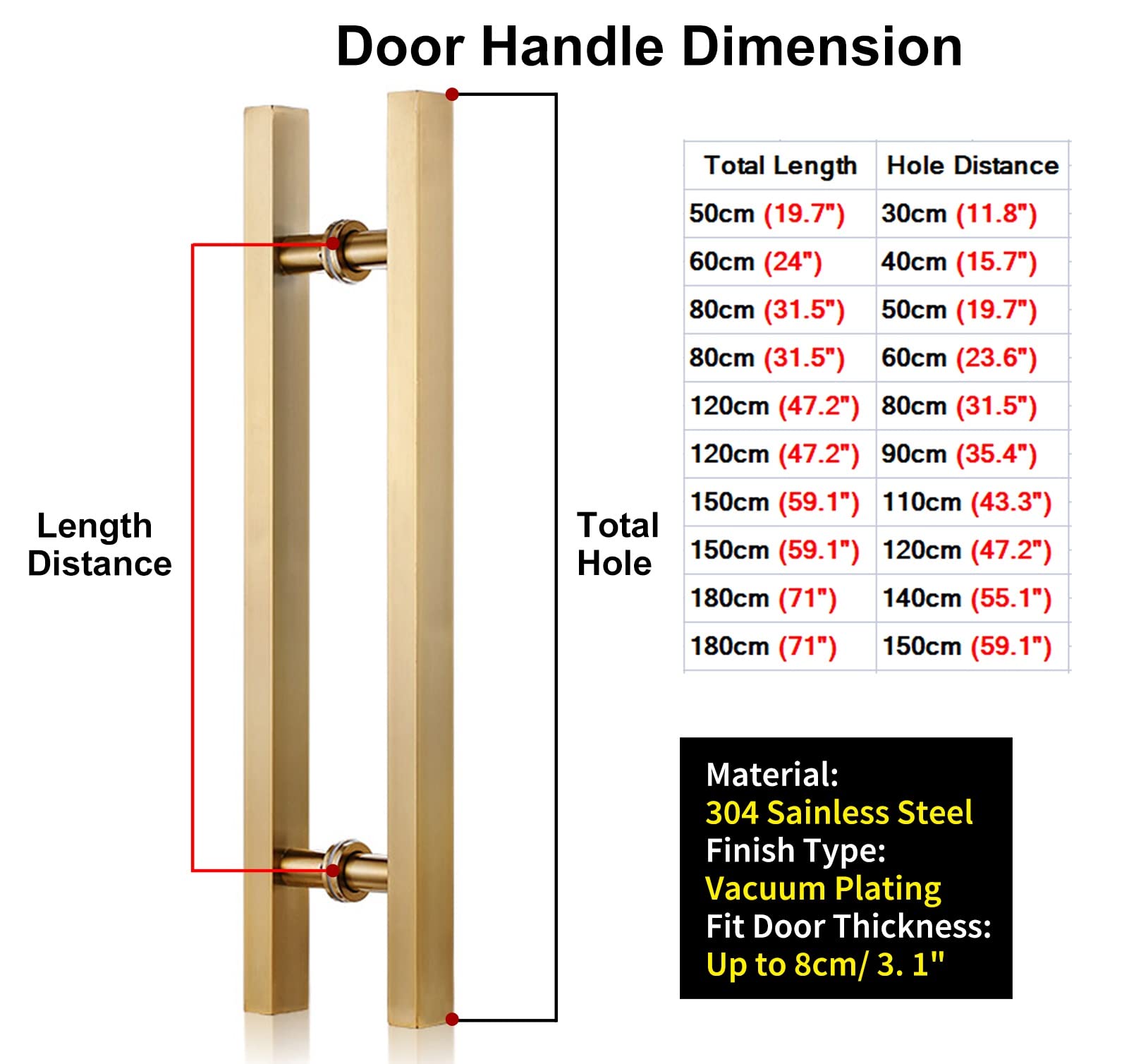 Wytrzymała klamka do drzwi typu push-pull(Gold,60cm/24)