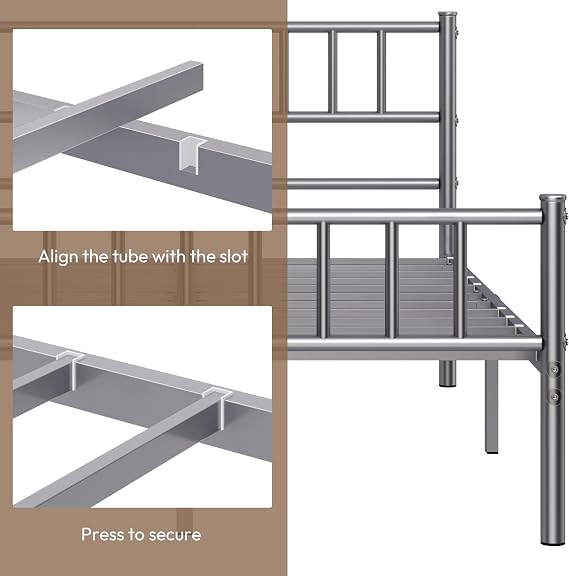 Yaheetech 4ft6 Double Solid Metal Bed Frame Underbed Storage, Sliver