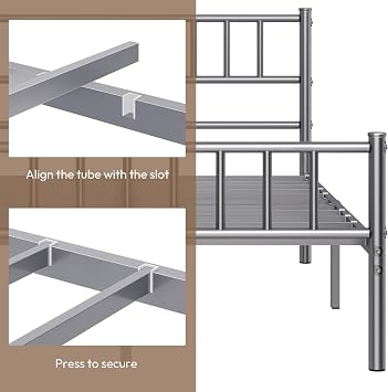 Yaheetech 4ft6 Double Solid Metal Bed Frame Underbed Storage, Sliver