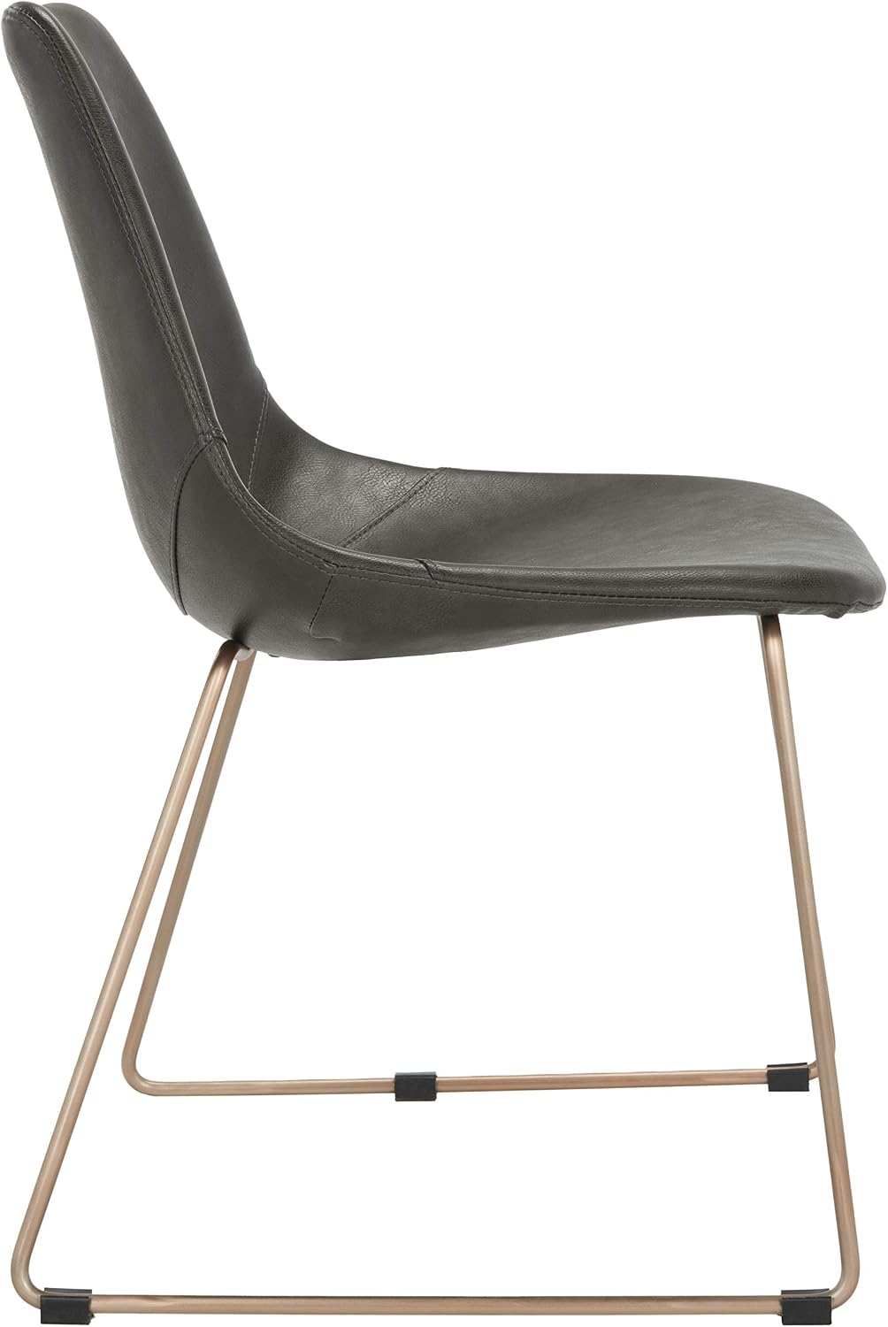 Safavieh Home Dorian Mid-Century Modern Light Brown Faux Leather and Copper Dining Chair, Set of 2