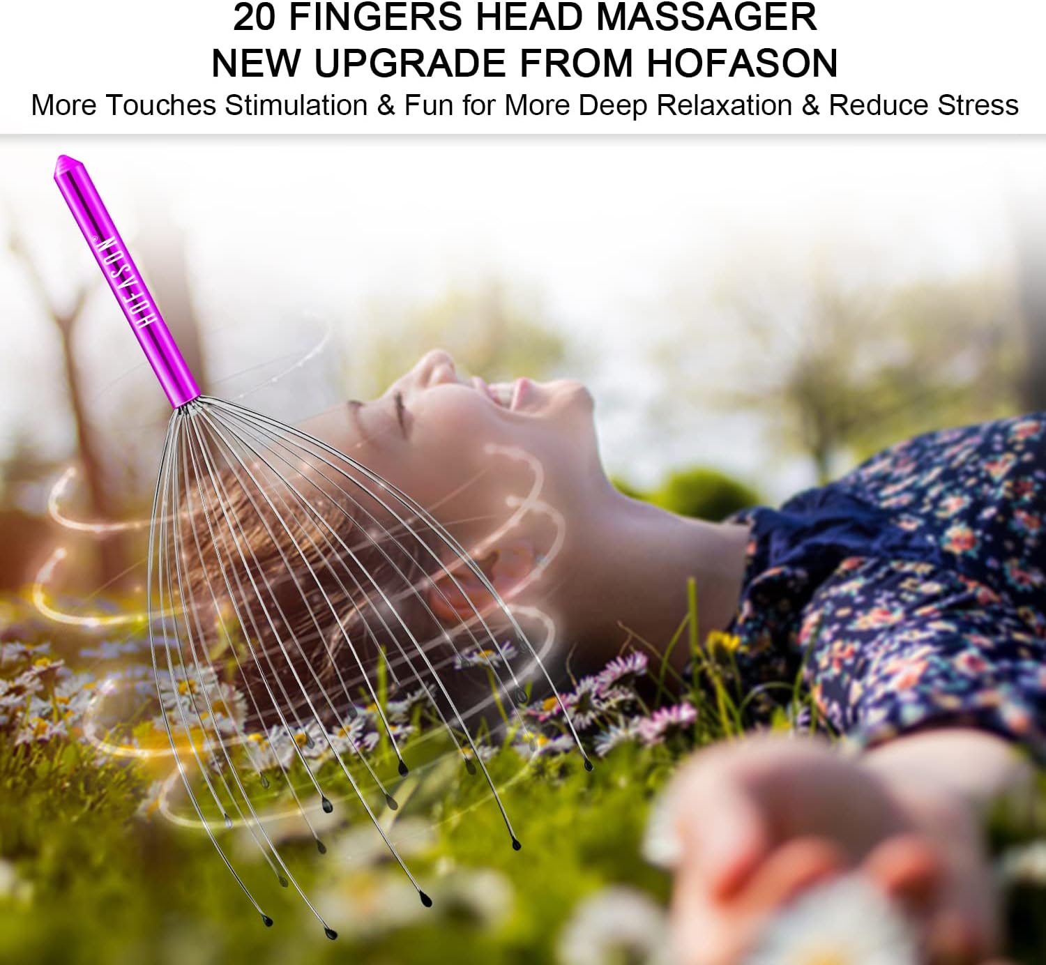 HOFASON 2PCS Head Massager Head Scratcher with 20 Fingers, Scalp Massager Christmas Gift Ideas Stocking Stuffers for Women Men, Massager Tool Bulk Set for Hair Growth and Body Stress Relax