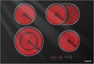 GASLAND Electric Cooktop 30 Inch, 6600W Radiant Glass Stove Top CH77BF Drop-in 4 Cooking Zones Ceramic Cooktop with 9 Power Levels, Sensor Touch Control, Child Safety Lock, 240V, 1-99 Minute Timer