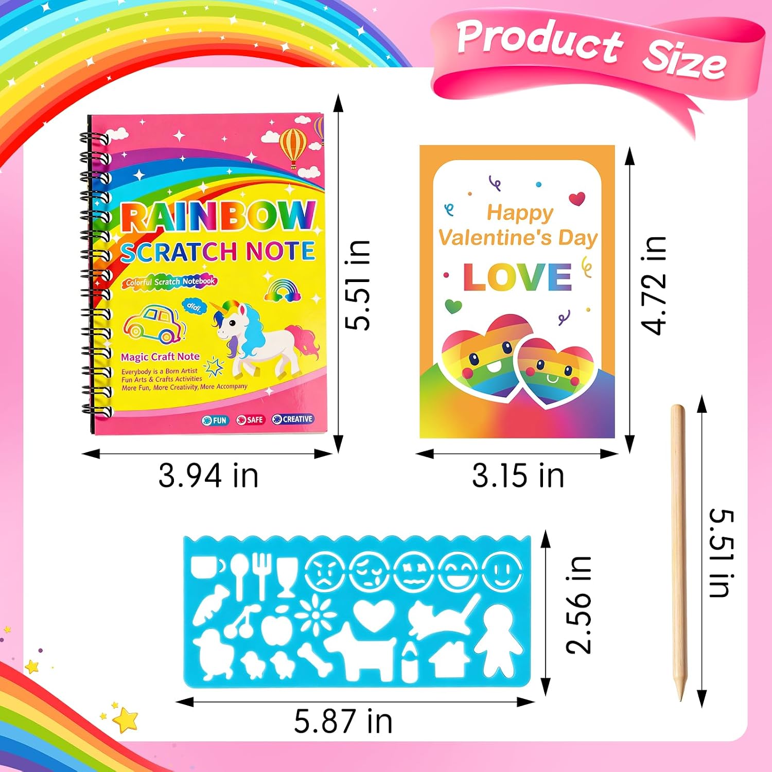 Ppotyo 24 Pack Rainbow Scratch Art Notebooks Bulk with Cards for Kids DIY Art Craft Kit Party Favors School Gifts Exchange Classroom Prizes Goodie Bags Birthday Return Gifts for Boys and Girls image 2