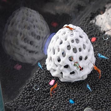 Shrimp Hideout Aquarium, Porous Imitation Coral Stone Aquarium Decoration Cave with Suction Cup, Goldfish, Killifish, Loach Hideout Aquarium Object, Shrimp Breeding Aquarium Tank Ornament