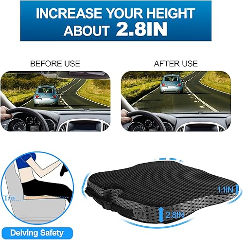 Vista 2 de Hapiclody Cojín de asiento de automóvil para conducir, cojines de silla de oficina, antideslizante, ciática y respaldo inferior, cojín de espuma