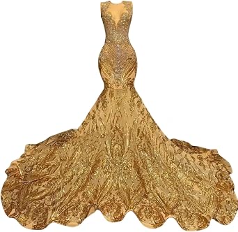 Mermaid Sequined Evening Prom Party Dress Crystals Applique Gala Pageant Celebrity Gown