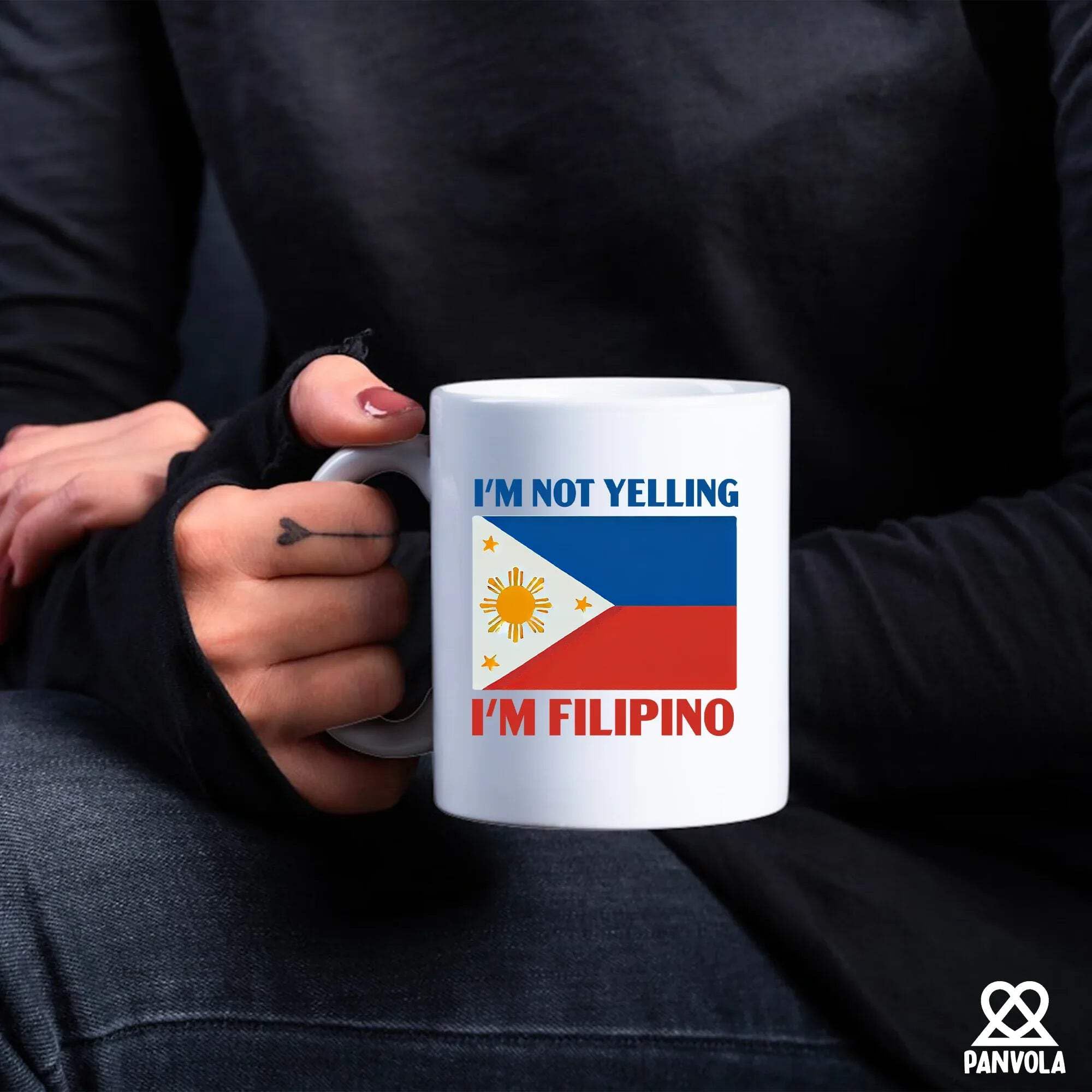 Panvola I'm Not Yelling I'm Filipino Philippines Gifts For Men Women Filipino Friends Family Immigrants New Citizen Funny Coffee Ceramic Mug 11 oz White