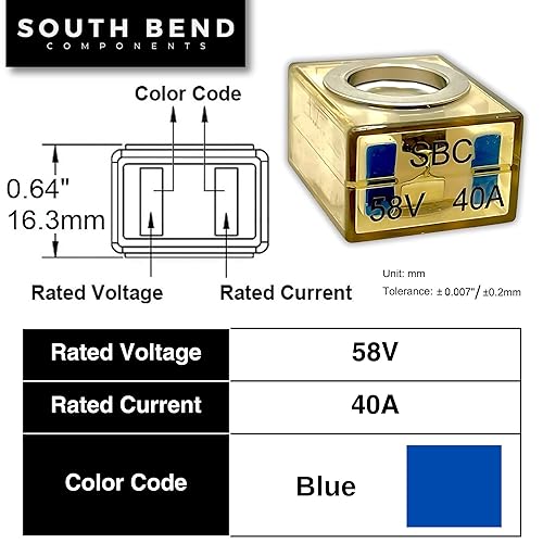 Miniatura 41 de South Bend Components Paquete combinado de fusible de batería de 250 A (MRBF) y bloque de terminales, 58 V CC máximo, IP66, protección contra