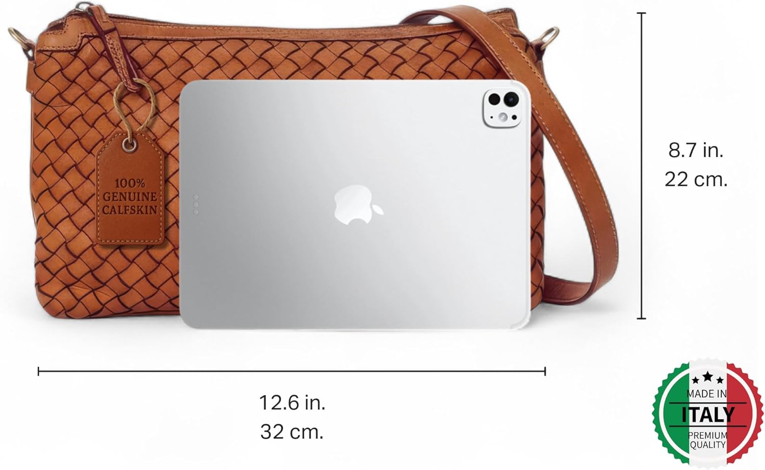 Italian Genuine Leather Crossbody Bag for Women - Handcrafted Calfskin Italian Leather Purses for Women Adjustable Strap - Image 4