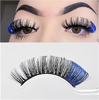 1 par de tiras de pestañas con azul para fest...