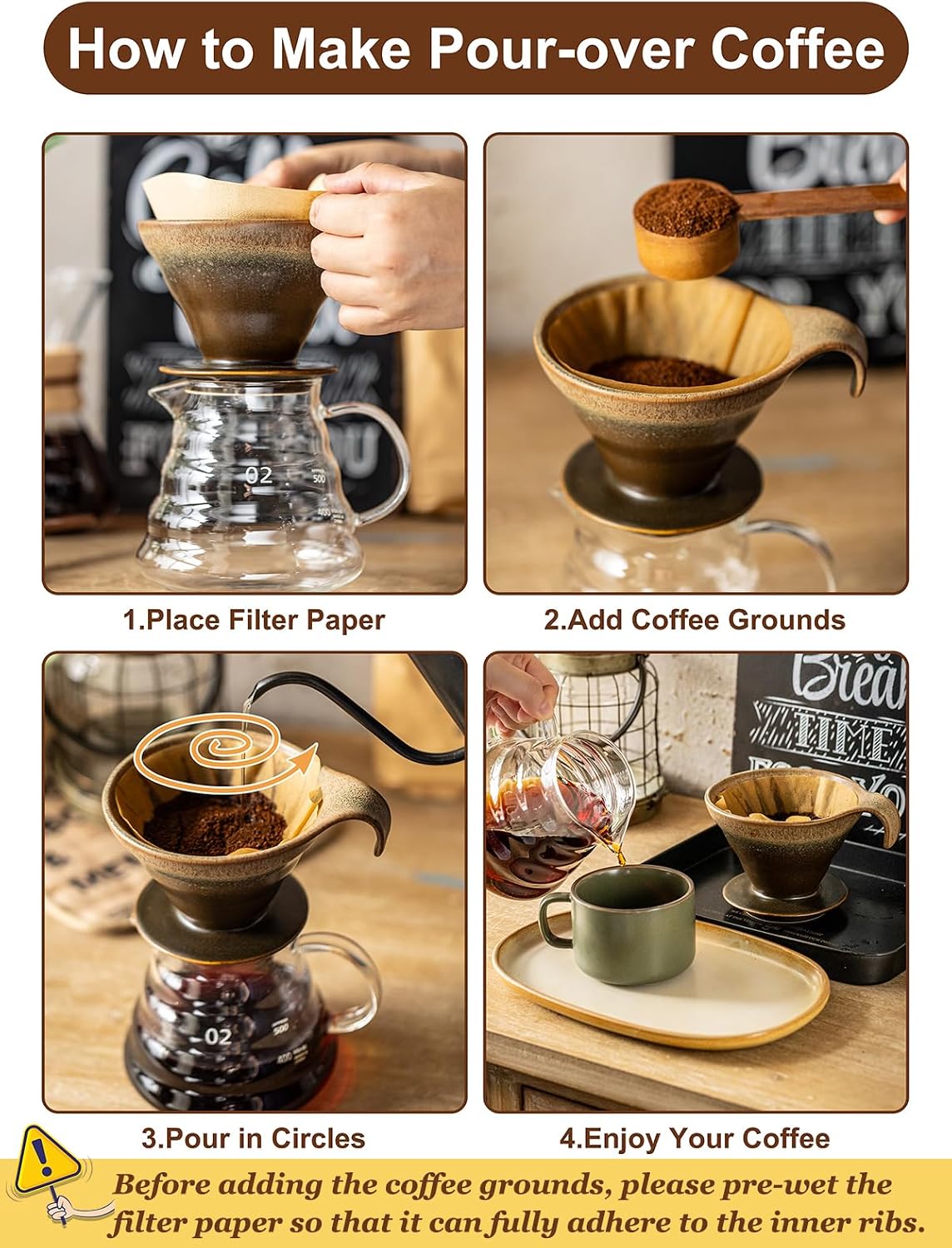 Gomakren Pour Over Coffee Maker Single-Hole Cone, Ceramic Coffee Dripper