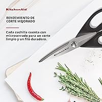 Vista 4 de KitchenAid Tijeras de cocina multiusos con funda protectora, tijeras de acero inoxidable duraderas, aptas para lavavajillas, mango cómodo de agarre