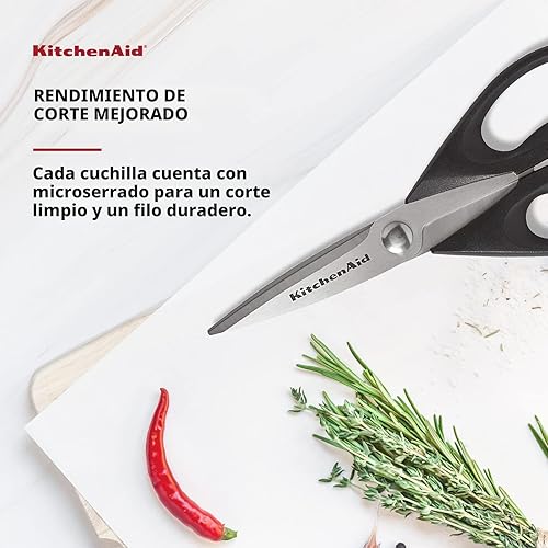 Miniatura 4 de KitchenAid Tijeras de cocina multiusos con funda protectora, tijeras de acero inoxidable duraderas, aptas para lavavajillas, mango cómodo de agarre