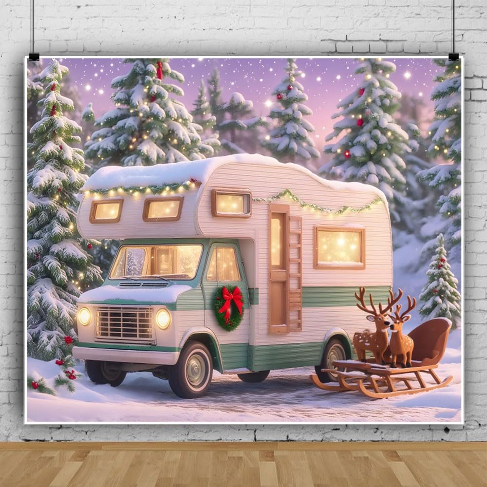 10x8ft Winter Christmas Backdrop Snowy Forest Winter Wonderland Christmas Backdrops for Photography Background Navidad Holiday Friendsmas Birthday Baby Shower Xmas Decorations Photo Props for Wall