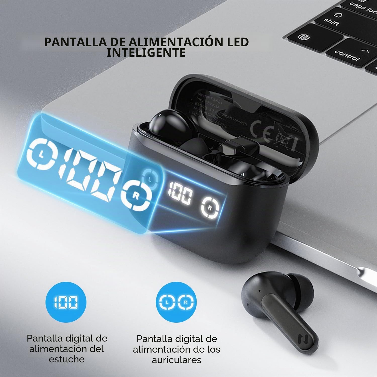 havit NC01T Cancelación activa de ruido auriculares sin blancos, 4 micrófonos ENC AI Llamada Inalámbrica Bluetooth Cancelación de ruido 40H Tiempo de reproducción 7 ecualizadores preestablecidos a