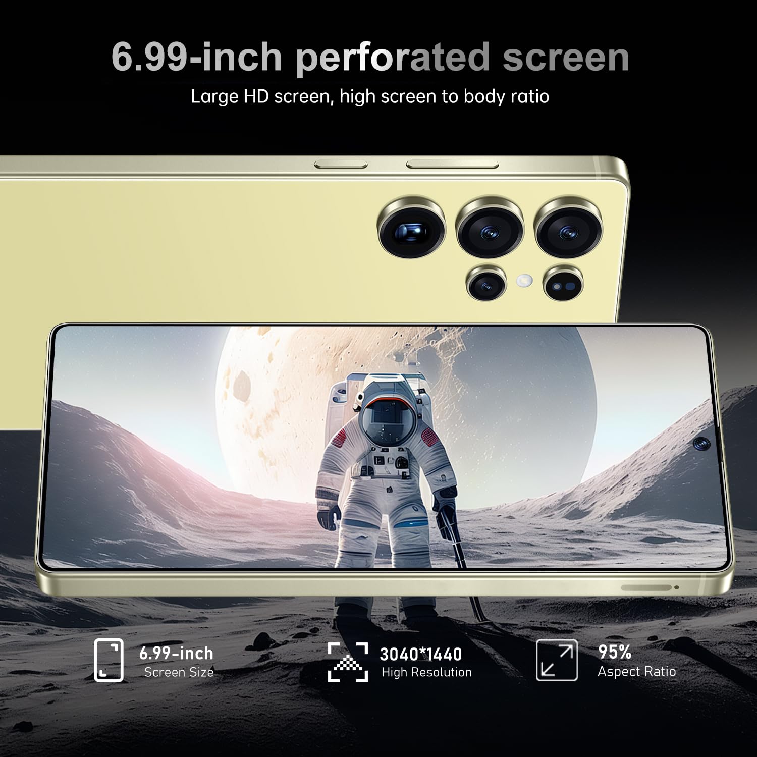 MMY I25 Ultra 5G Unlocked Smartphone,16GB+512GB Fully Cell Phone for Android 14, 6.99" Unlocked Cell Phone, 7000mAh, 68MP+108MP Dual Camera/Dual SIM/Fingerprint Lock/Face (Yellow)