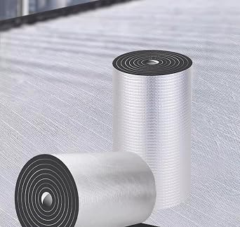 5mm196mil Thick Self-Adhesive Thermal Insulation Foam Roll, Reflective Aluminum Foil Heat Barrier for Attic, Roof, Garage Door, HVAC Duct Pipe, Wall, Soundproof Waterproof Easy to Install3.28x3.56f