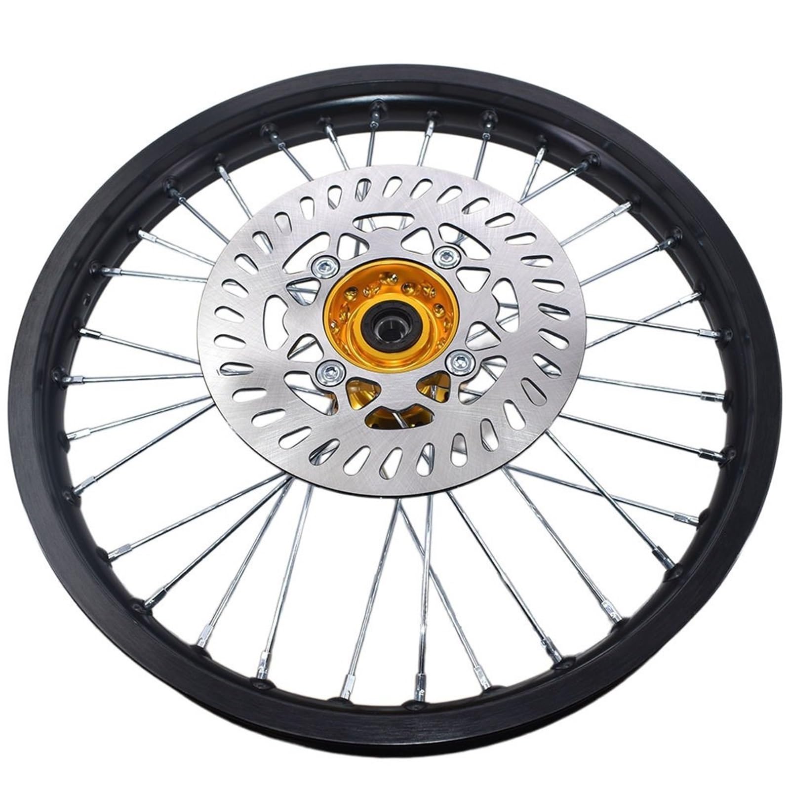 Vorderradfelge 1,60–17 Zoll vordere und hintere Aluminiumlegierungsfelgen, CNC-Nabe Nr. 428, Kettenrad, Bremsscheibenplatte, 220 mm/190 mm Räder Motorrad(Gold-Black)