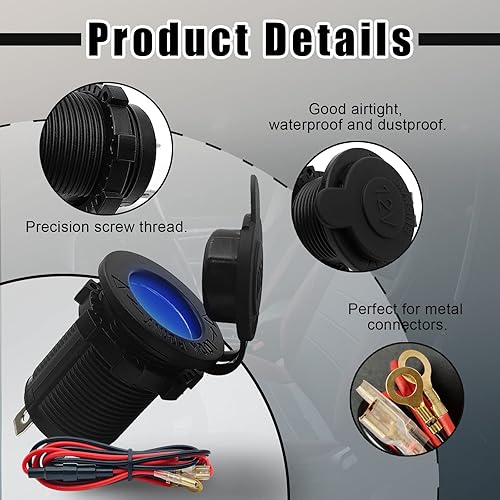 Miniatura 7 de Enchufe para encendedor de cigarrillos de 12 V para automóvil motocicleta ATV RV toma de corriente de repuesto impermeable kit de repuesto para