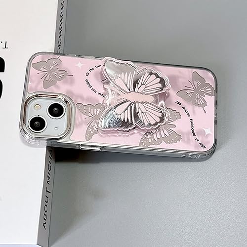 Miniatura 2 de Funda de teléfono de mariposa para iPhone 11, bonita funda de teléfono de mariposa 3D con espejo plateado de Corea con soporte de mariposa para