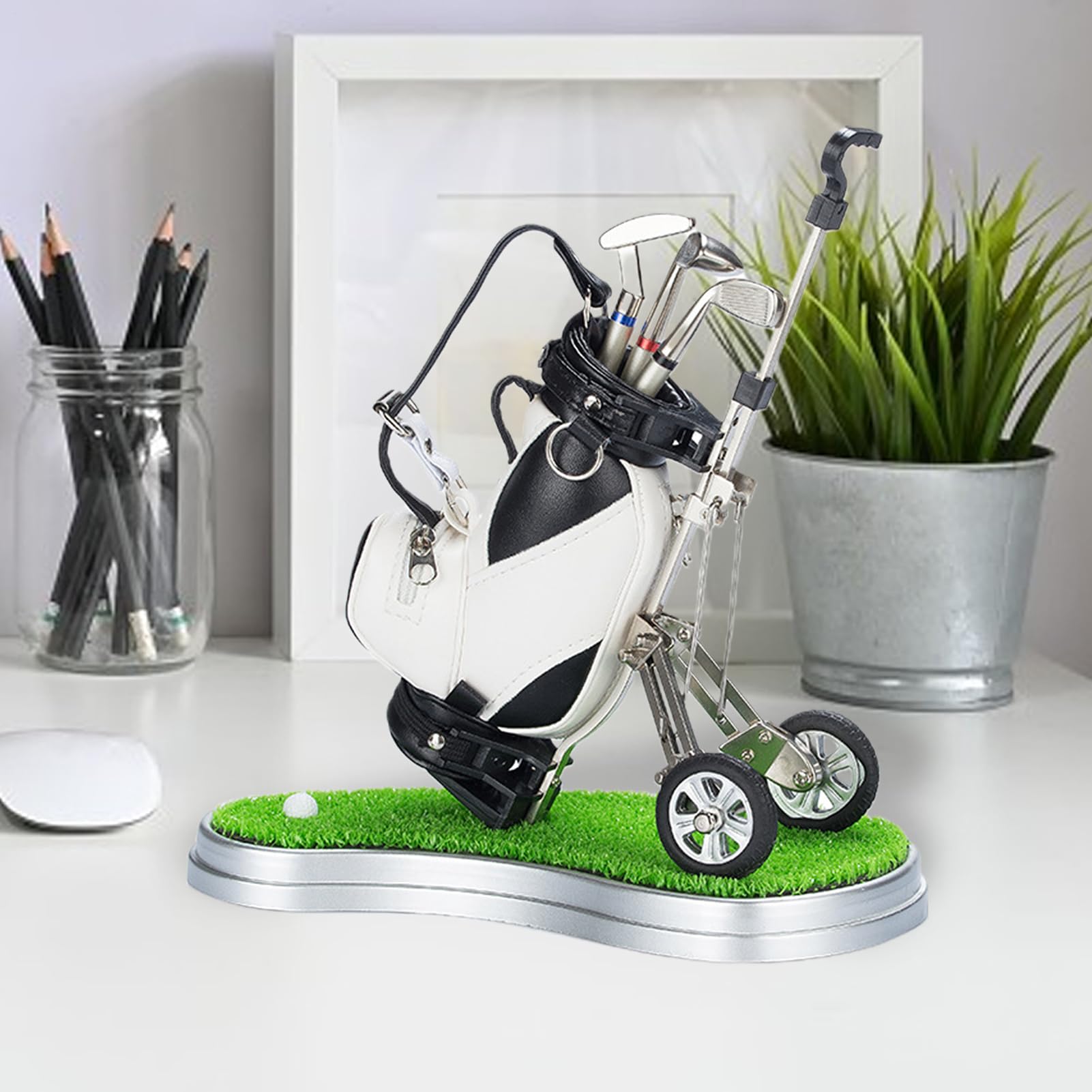 Set di penne da golf, set di penne da golf - Borsa da golf mini con trolley, 3 penne per mazze da golf | Souvenir unici da golf, riempitivi di calze natalizie per papà, uomini, golfisti adulti