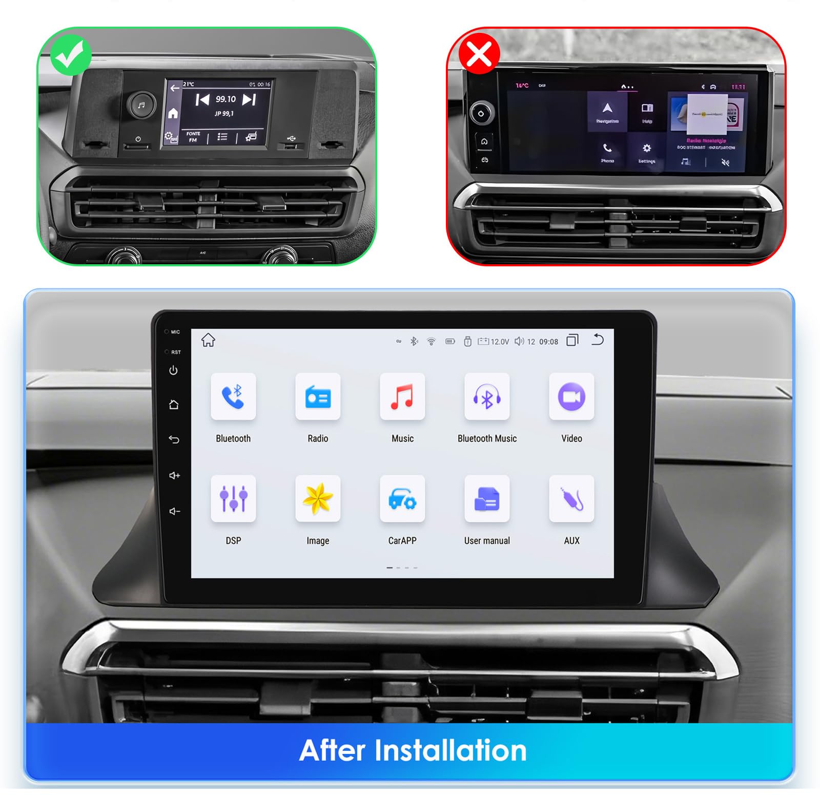 ,M150s~2/64gb,Android 15 Radio 2 Din Stereo z 4G WiFi Carplay Android Auto dla Jumpy/Proace 2024-2025-2026 Upgrade Touch Screen GPS Navi 10'' MP5 Multimedia Odtwarzacz wideo FM BT Odbiornik