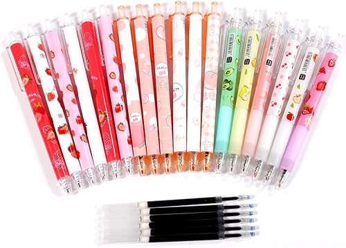 TAMHOO 18 bolígrafos de gel de 0.020 in, bolígrafos de tinta negra, bolígrafos de escritura suave, bonitos bolígrafos de preparación para accesorios