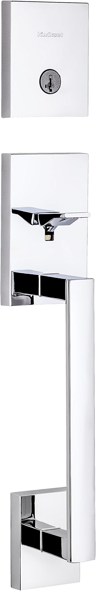 San Clemente Front Door Lock Handle and Deadbolt Set, Entry Handleset Exterior Only, Polished Chrome, Pick Resistant SmartKey Rekey Deadbolt Security, Interior Sold Separately