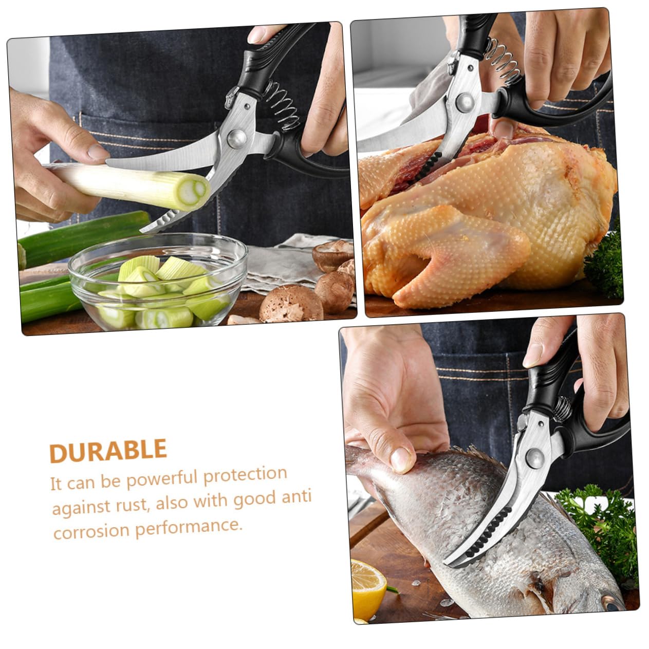 Forbice da Cucina per Pollo e Ossa, Acciaio Inox Nero