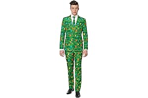 Suitmeister Christmas Suit in Christmas Green Tree Print
