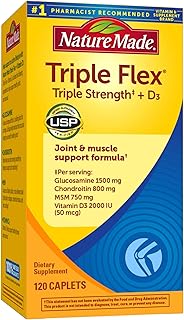Nature Made TripleFlex Triple Strength Caplets with Vitamin D3, 120 Count for Joint Support