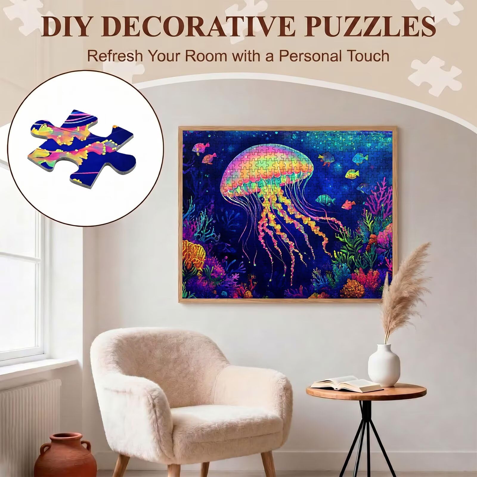 sogno medusa Puzzle 1500 Pezzi per Adulti, Puzzle in Legno - Collezione Classica con Poster Incluso - Sfida di Concentrazione e Passatempo Antistress, Gioco Educativo per Famiglia, 87 x 57 cm f0-778