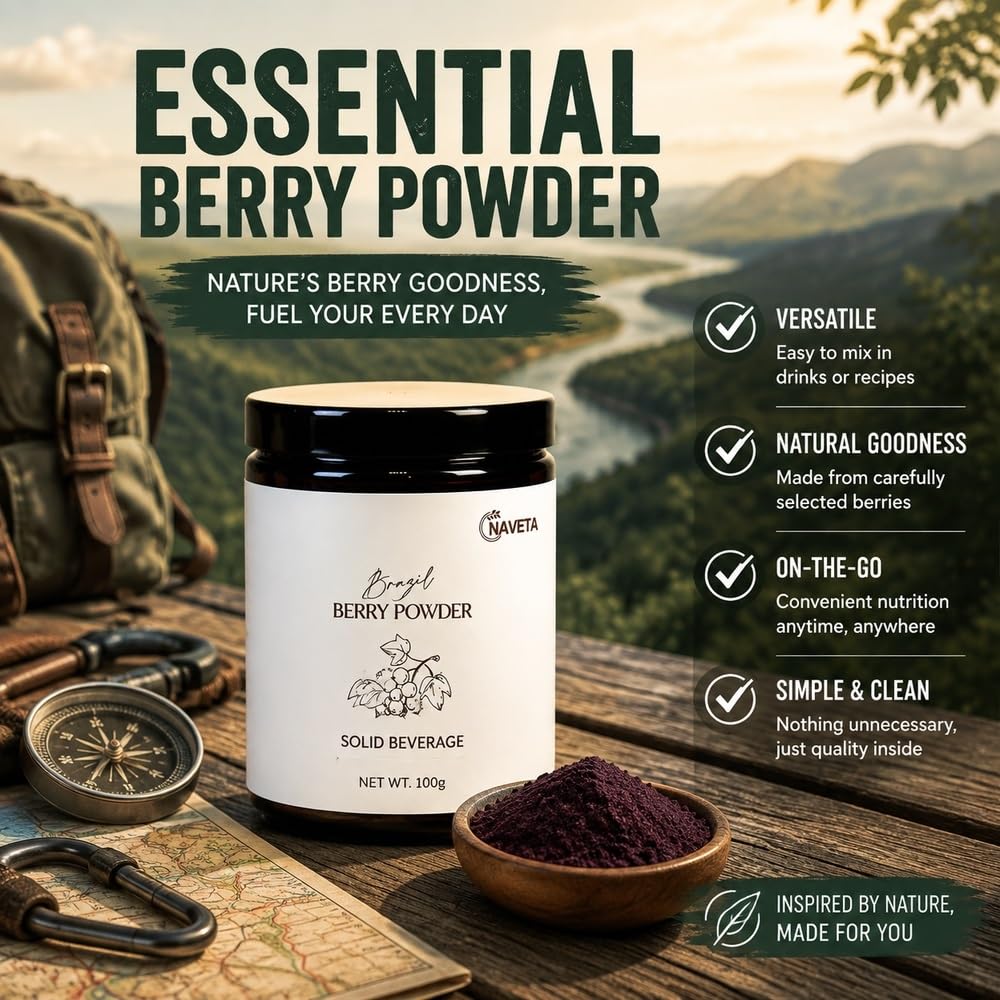 Polvere di bacche di Acai liofilizzate, lattina da 100 g | Polvere di Acai finemente macinata, si scioglie bene, versatile for bevande e dolci
