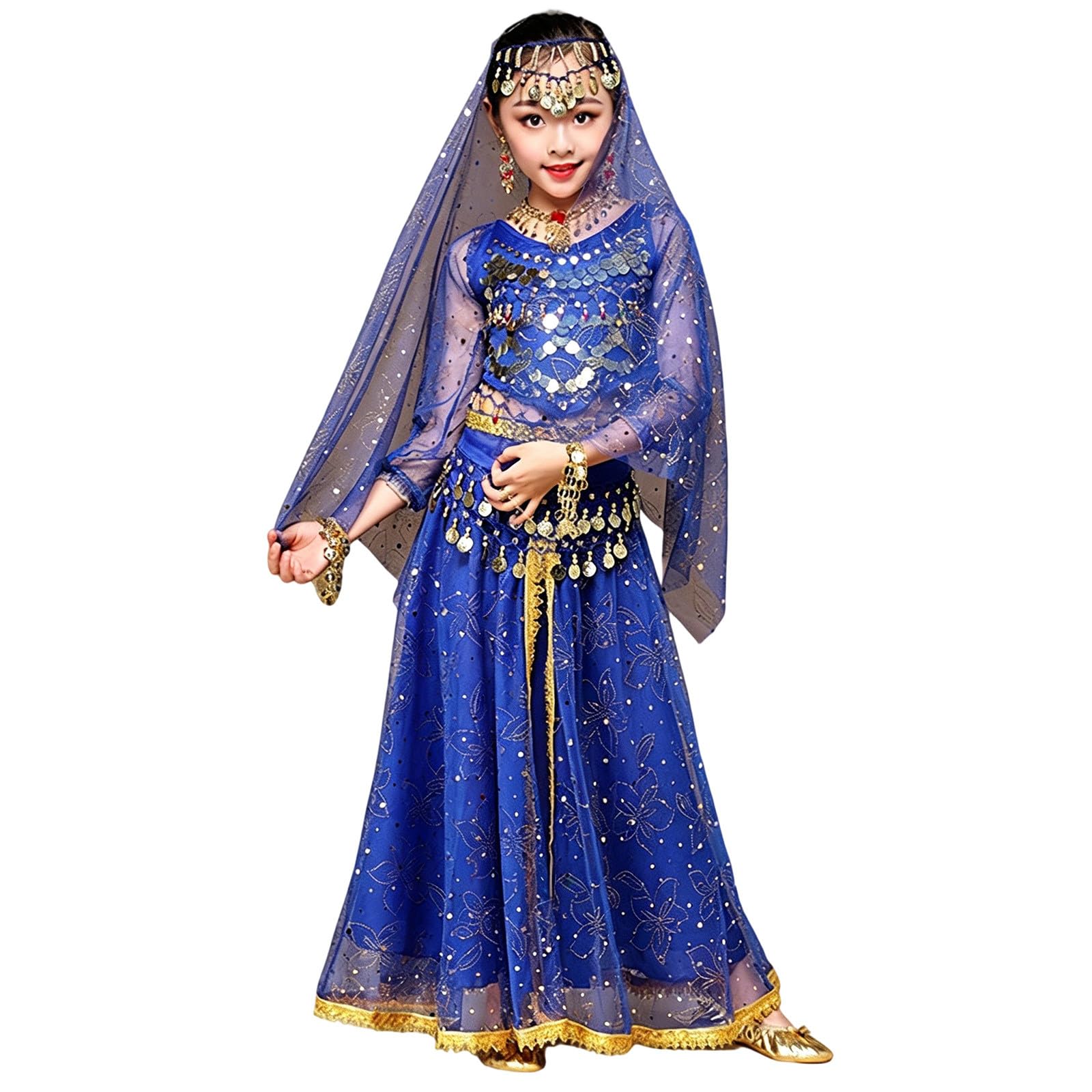 Abito da ballo per ragazze, danza del ventre indiana, abito etnico per la pratica, abbigliamento per danza popolare per bambini