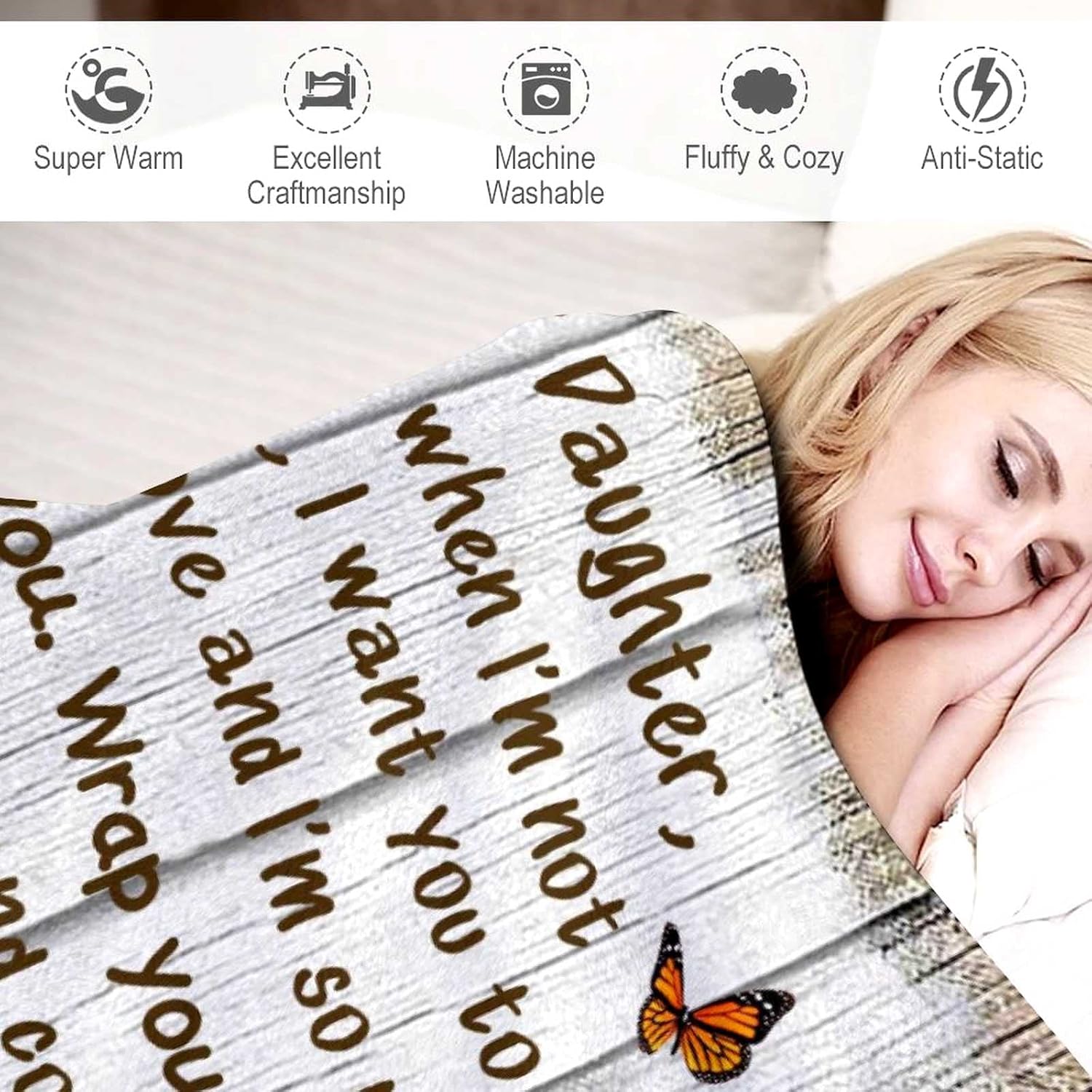 to My Daughter Blanket Daughter Gifts from Dad Mom Throw Blanket for Sofa Bed Living Room Suitable for All Season 60"X50"