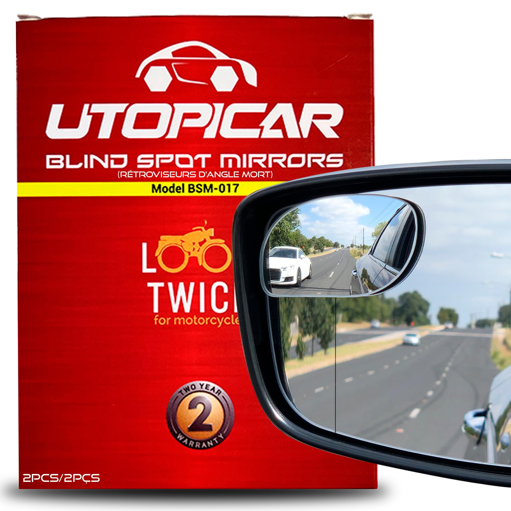 Blind Spot Convex Car Mirror - Rearview Accessories for Car Interior - Automotive Blindspot Mirrors for Larger Image and Improved Traffic Safety (2-Pack)