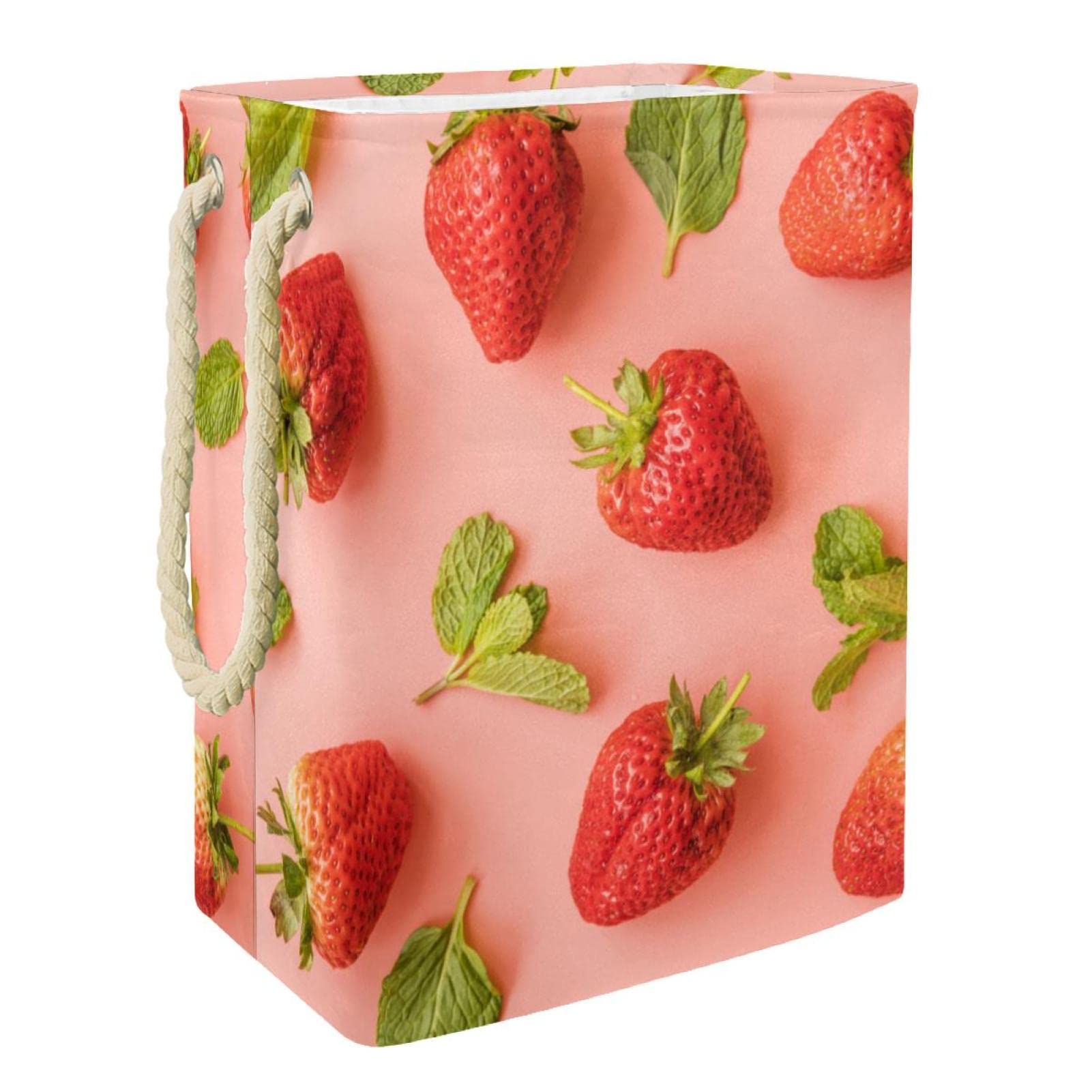 Panier à linge pour dortoir et chambre d'étudiant grand modèle déco fraise