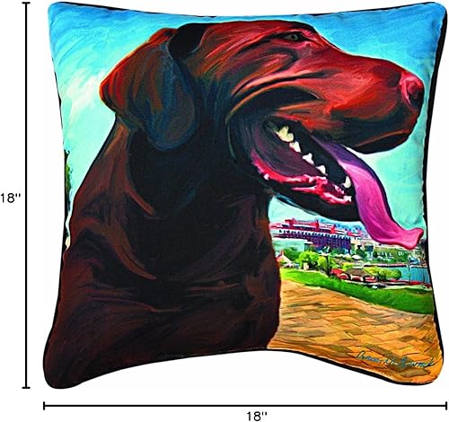 Miniatura 2 de Manual Vista desde la colina Chocolate Lab Paws y gato decorativas almohada cuadrada, 18-Inch