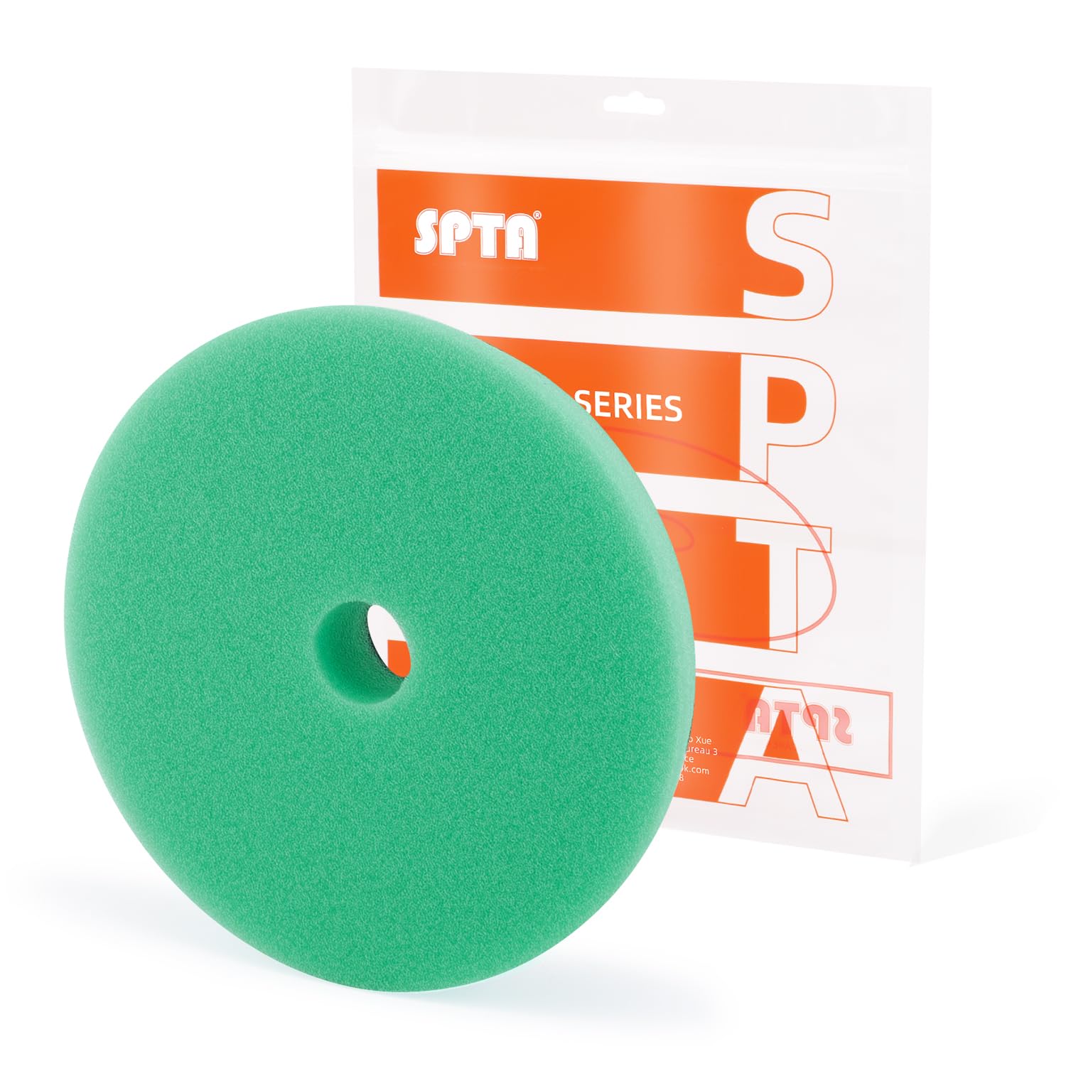 SPTA Green T120 Heavy-Cut Polishing Foam Pad, 1Pc 6.5 Inch Face for 6 Inch 150mm Backing Plate Compound Buffing Sponge Pads for Car Buffer Polisher Compounding, Polishing and Waxing -FPBFS6G