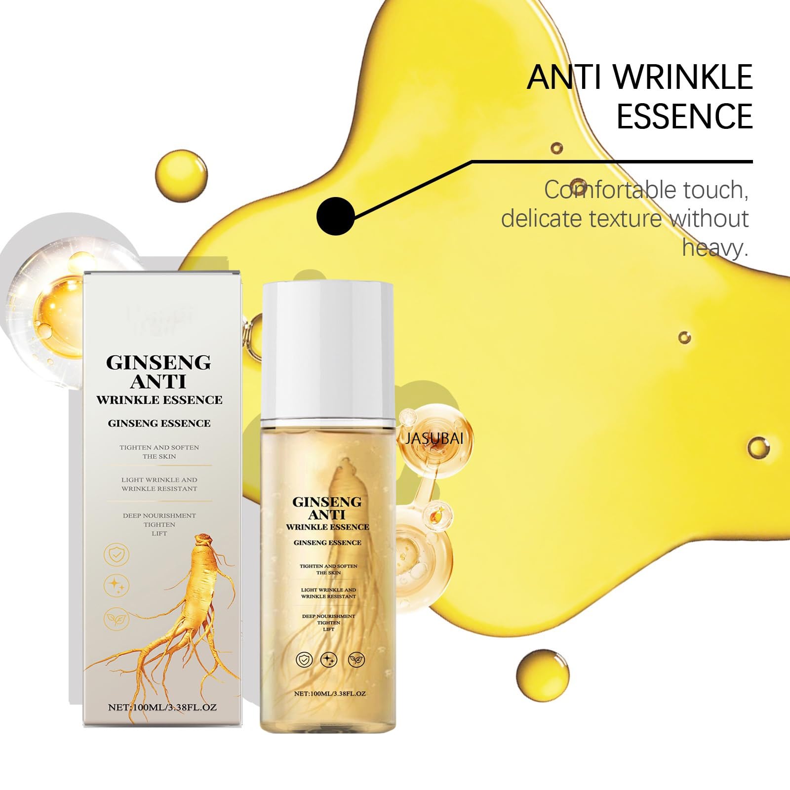 Esencja serum przeciw starzeniu się żeń-szenia, złoty peptyd żeń-szenia, ujędrniające serum do twarzy, redukuje zmarszczki i drobne linie, ujędrnia i podnosi dojrzałą skórę, nawilżająca woda spożywcza