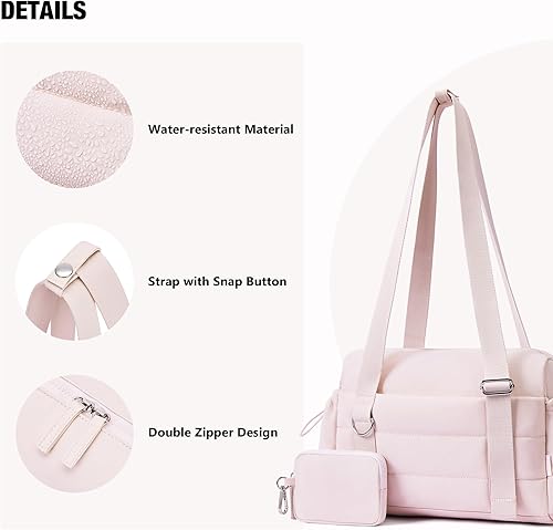 Miniatura 8 de ROULENS Bolsa pequeña de gimnasio para mujer, juego de 2 mini bolsas de gimnasio con compartimento húmedo y billetera para monedas, bolsa de Rosa