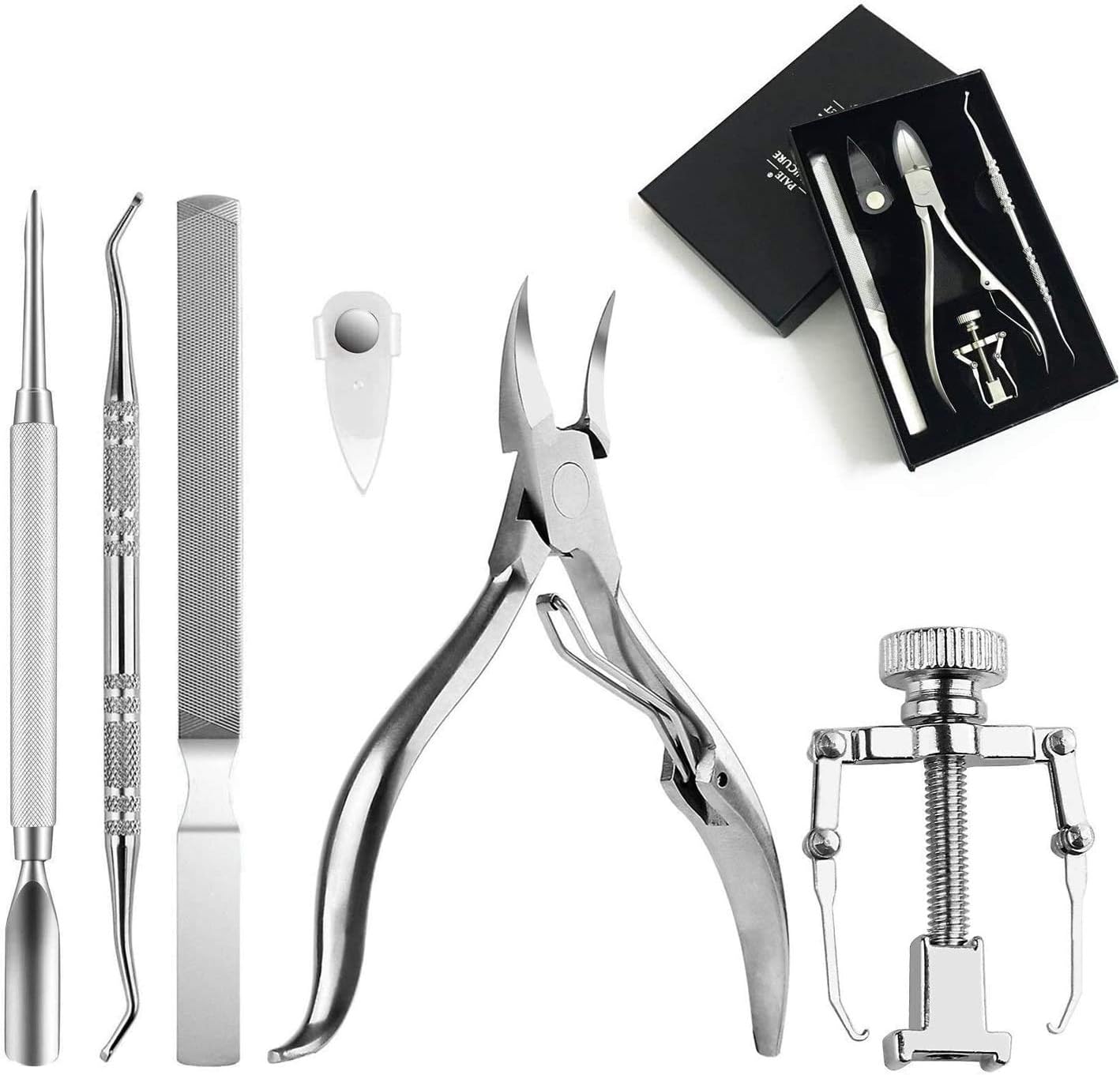6Pcs/set Ingrown Toenail Tools Kit, Premium Nail Treatment Foot Tool, Ingrown Toenail Removal Correction Clippers, Surgery Grade Ingrown Toe Nail File and Lifter, Professional Pedicure Tools