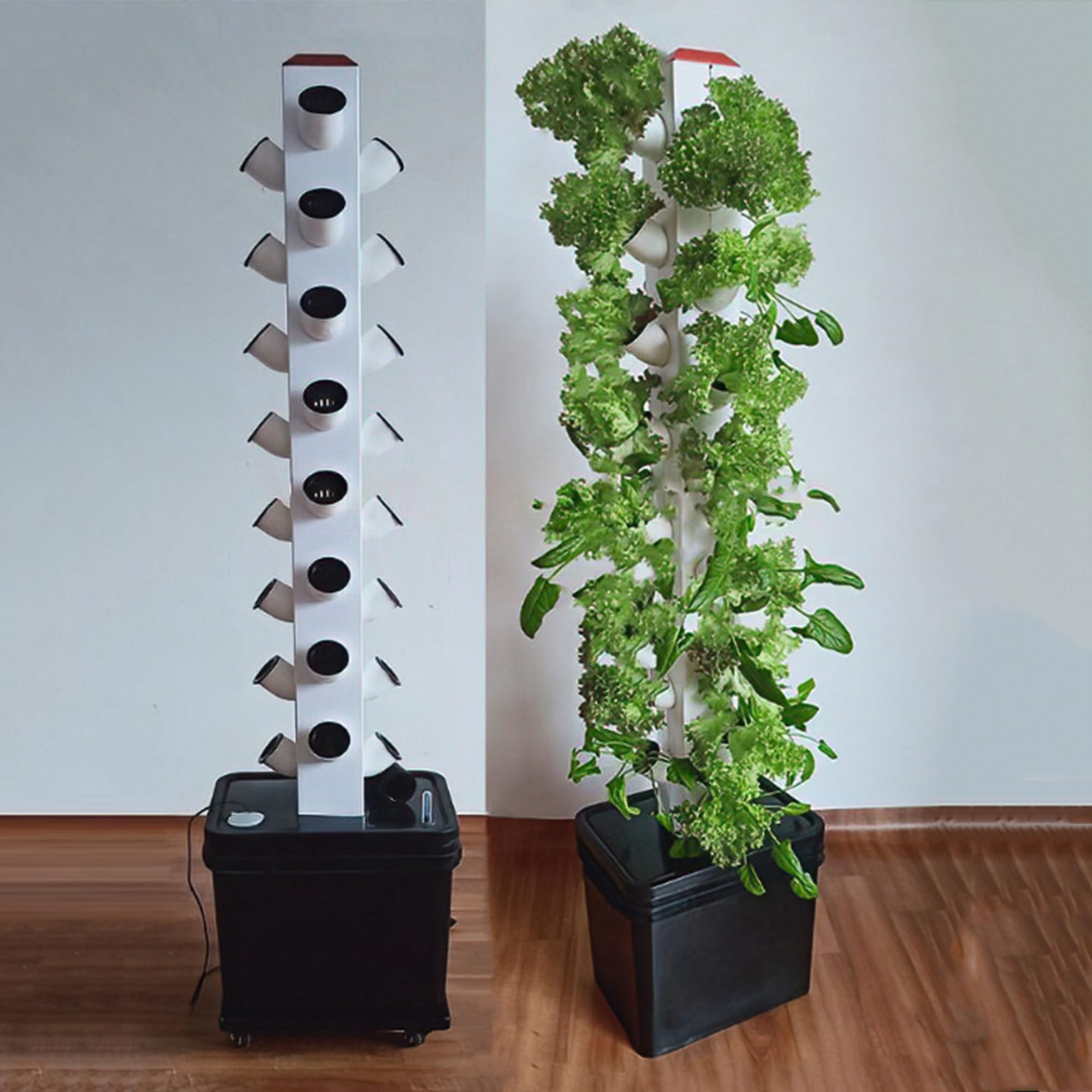 Kit de cultivo hidropónico, sistema de cultivo hidropónico vertical en torre con ruedas, sistema de cultivo hidropónico en torre para jardín interior y exterior, para hierbas, lechuga(1 column)
