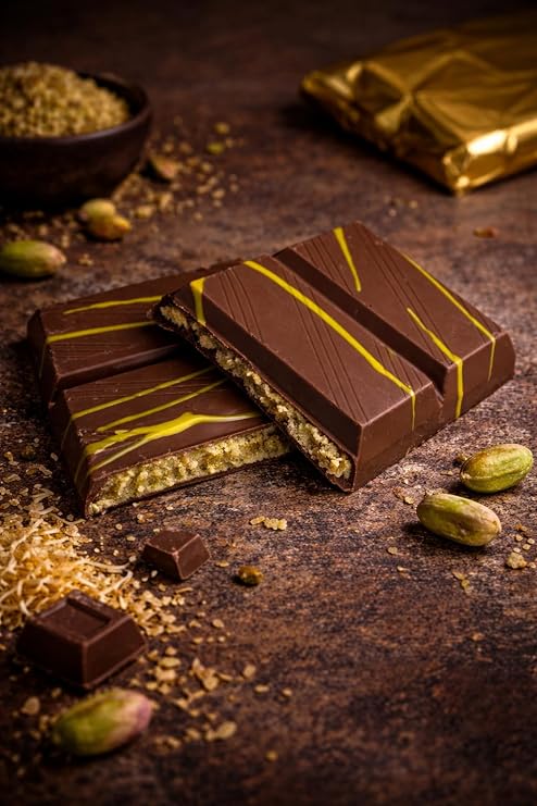 Beyoglu Dubaco Dubai Chocolate Bar - Dubai Style Chocolates - Milk Chocolate Bars - Creamy Dubaco Chocolates - Pistachio Cream & Crispy Kadayif Filling - 1 Box - 72 Piece, 3.35 oz (95g)